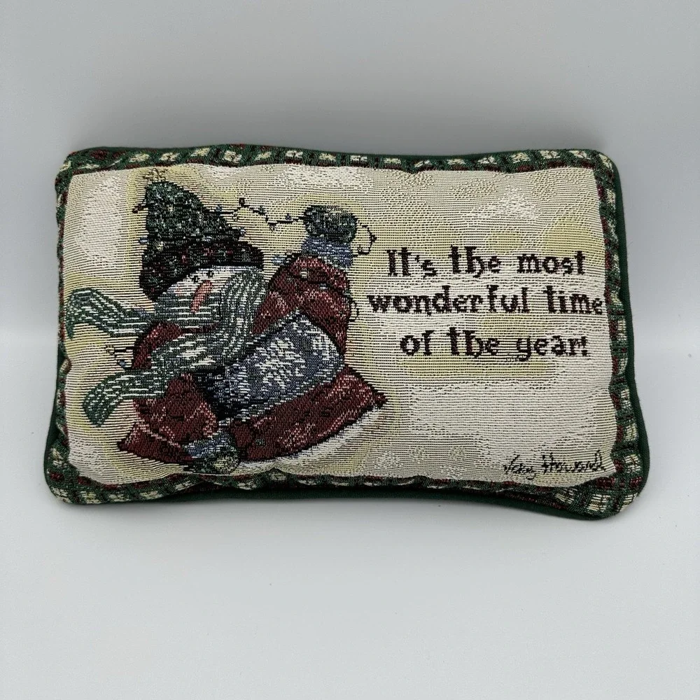 Vicky Howard‎ Christmas Snowman Theme Tapestry Throw Decorative Pillow 12